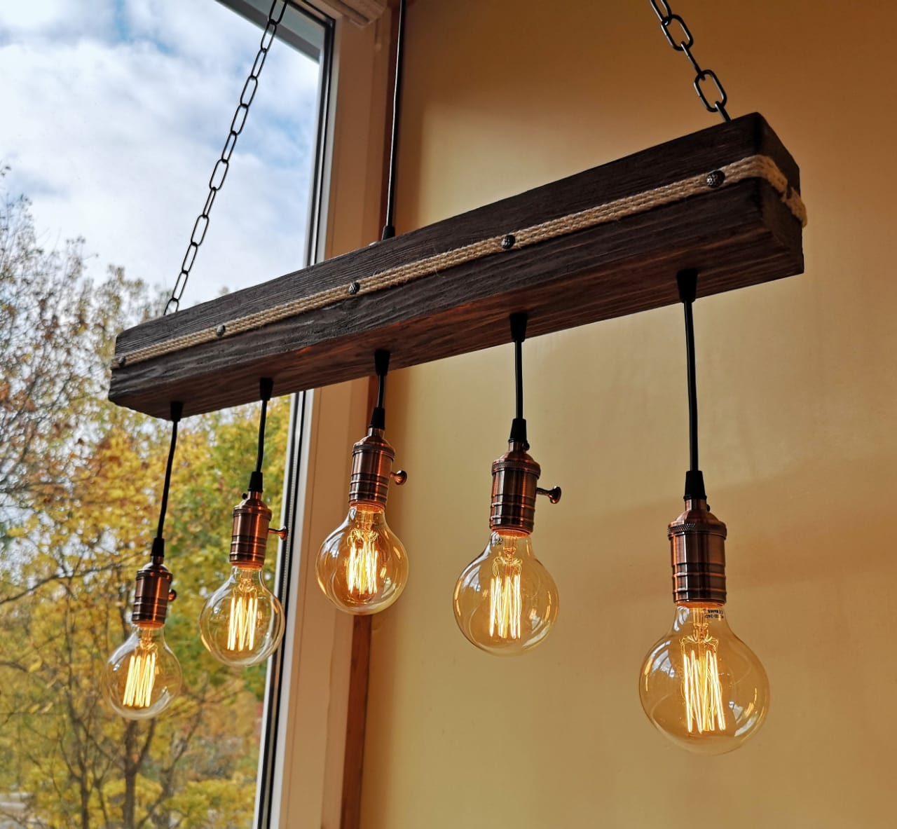 Chandeliers and Wooden Hanging Lights