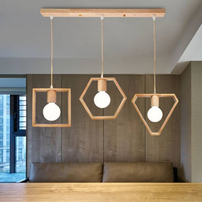 Geometric Trio Wooden Pendant Light Set