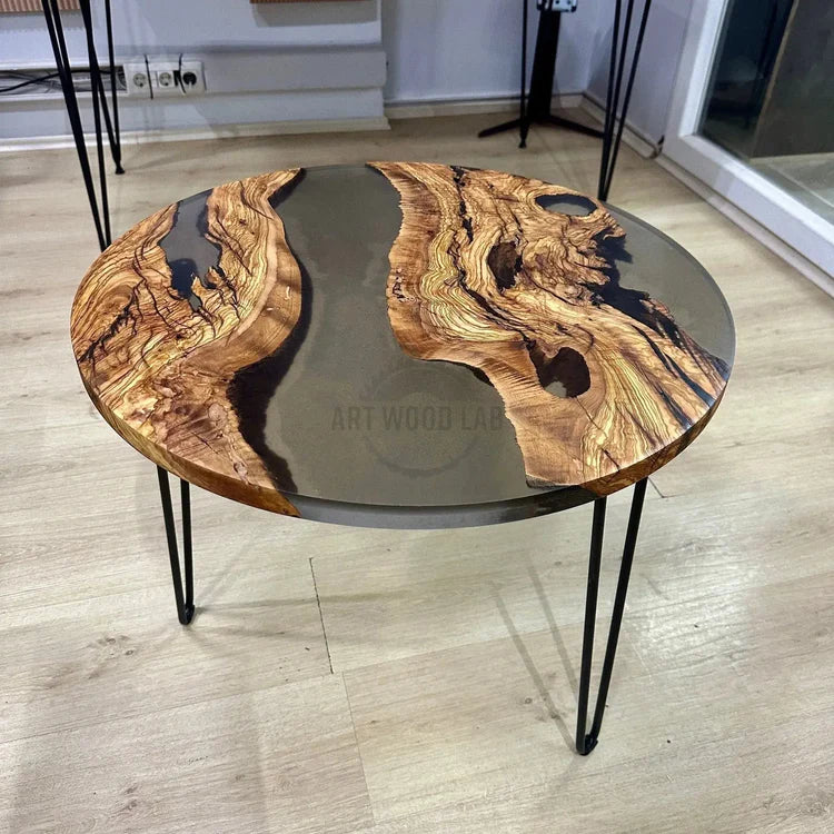 Rustic Wood Slice & Epoxy Resin Coffee Table
