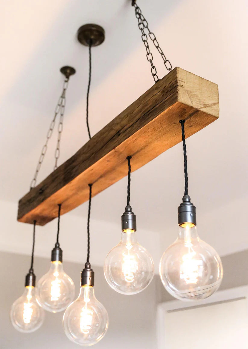Crafted  Beam Chandelier 1m 5 lamp holders