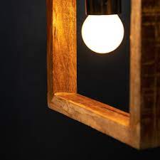 Minimalist Square Wooden Pendant Light
