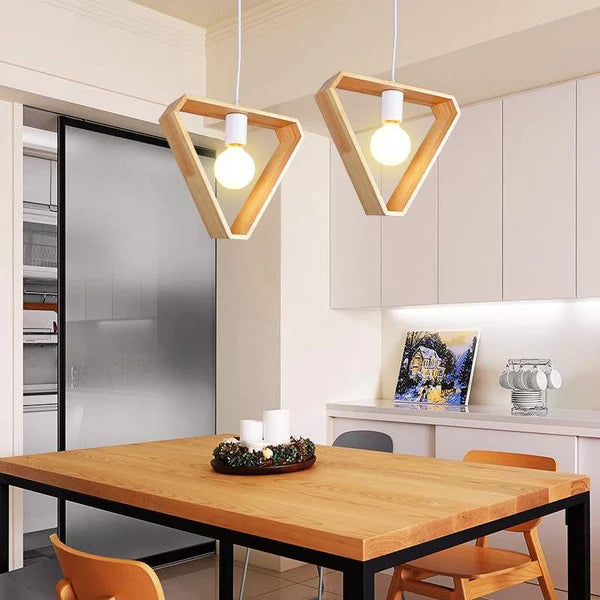 Modern Wooden Triangle Pendant Light