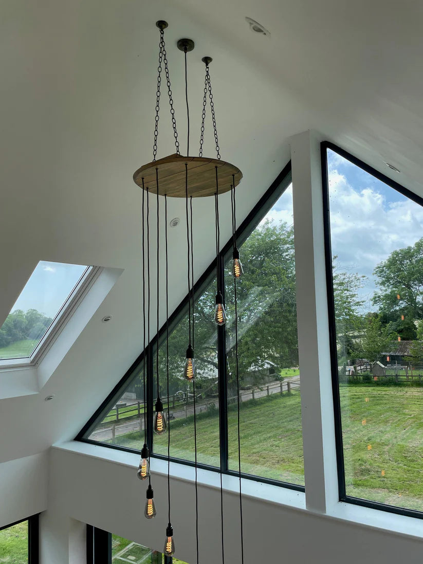 Barrel Cascade Cluster Pendant Light Wooden Chandelier