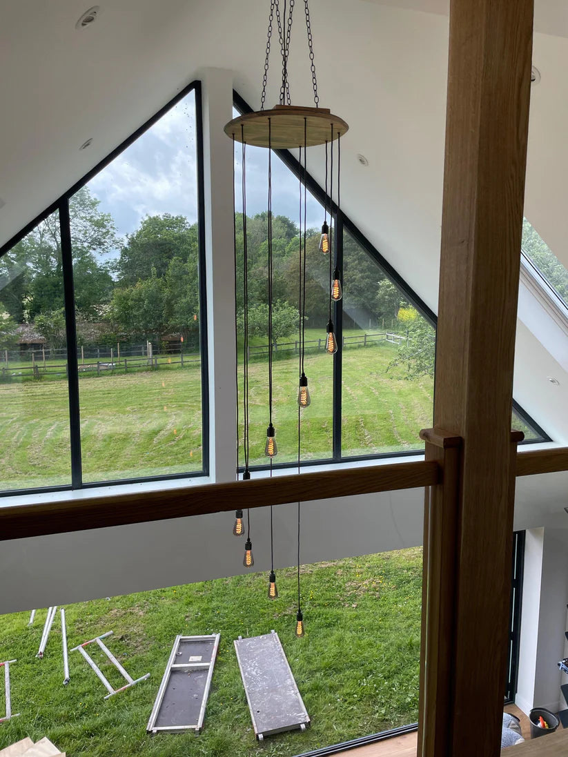 Barrel Cascade Cluster Pendant Light Wooden Chandelier