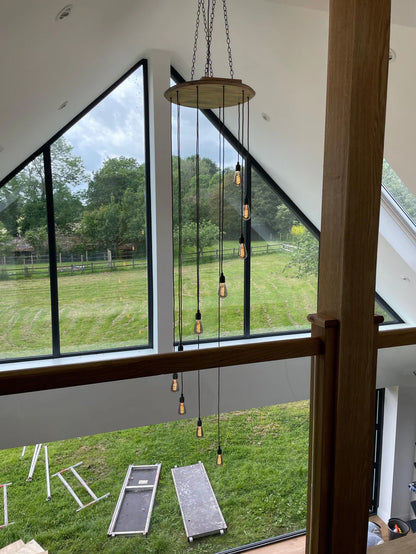 Barrel Cascade Cluster Pendant Light Wooden Chandelier