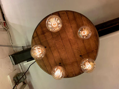 Round Barrel Wooden Chandelier Cluster Pendant Light