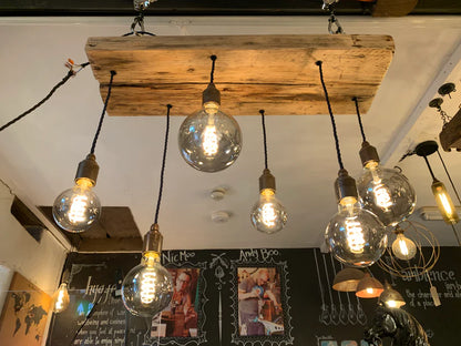 Flat Chandeliers and Wooden Hanging Lights